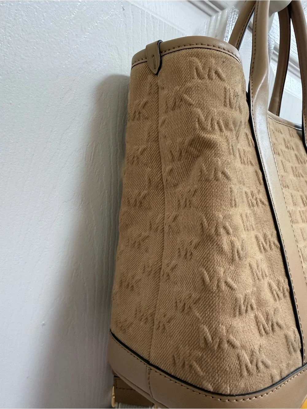 Michael Kors Luisa Logo Medium Satchel in Tan